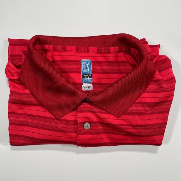 PGA Tour Golf Men’s Airflux Red Striped Short Sleeve Polo Shirt - Size XXL - Picture 4 of 7